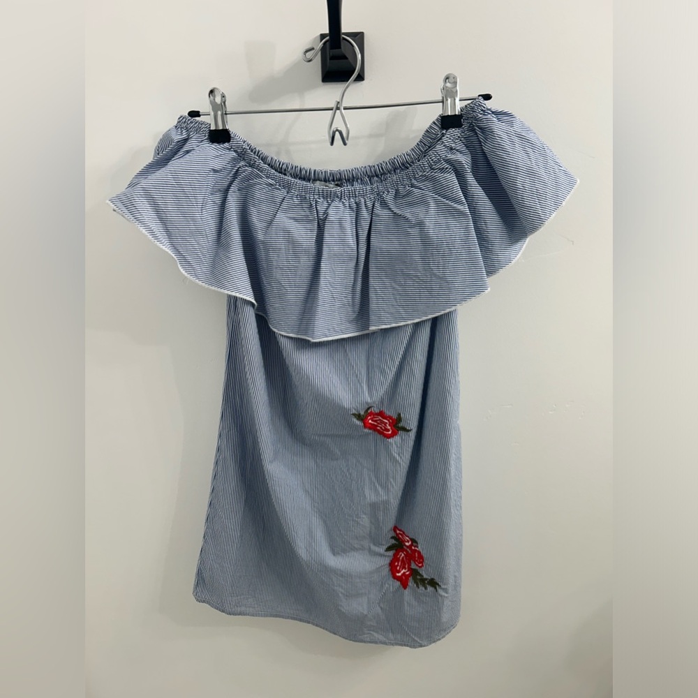Embroidered off the shoulder dress